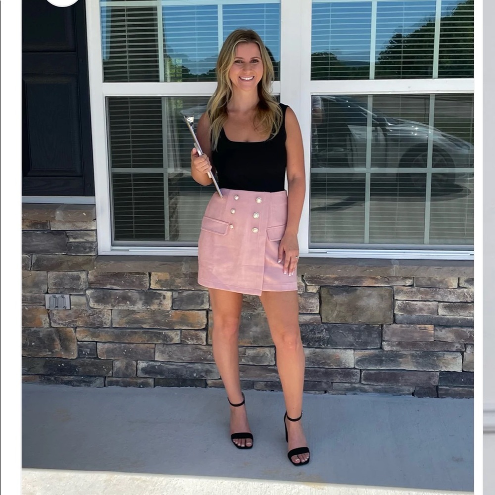 Faux suede pink mini skirt